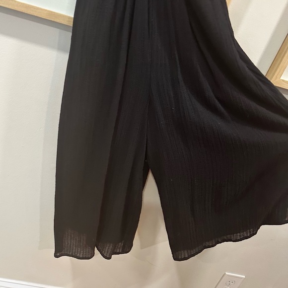 Maeve Black Textured Jumper Romper 6 Wide Leg Halter Sleeveless Boho Twist - Picture 4 of 8